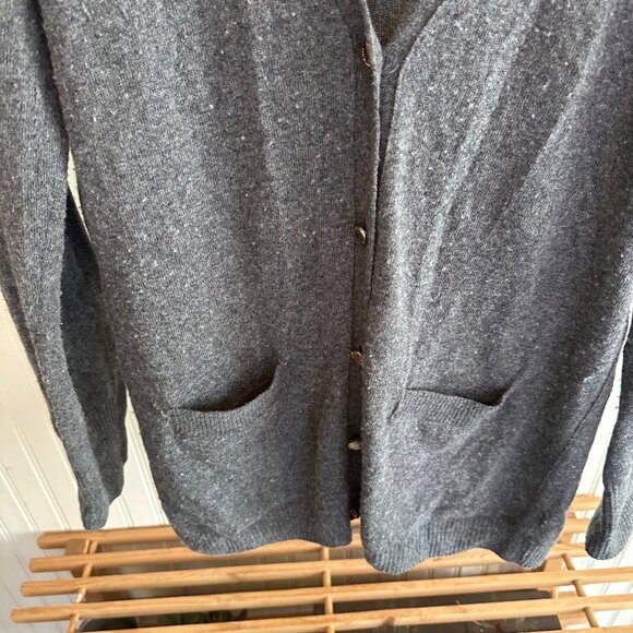 Tory Burch Gray Long Cardigan Sweater With Front Pockets & Button Closure L - Picture 2 of 8